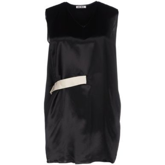 ACNE Studios Black Ash Satin Tunic Belted Top
